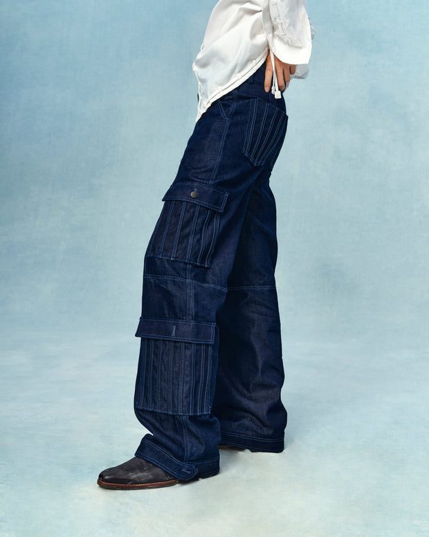 Denim cargo trousers - Denim blue - Ladies | H&M US